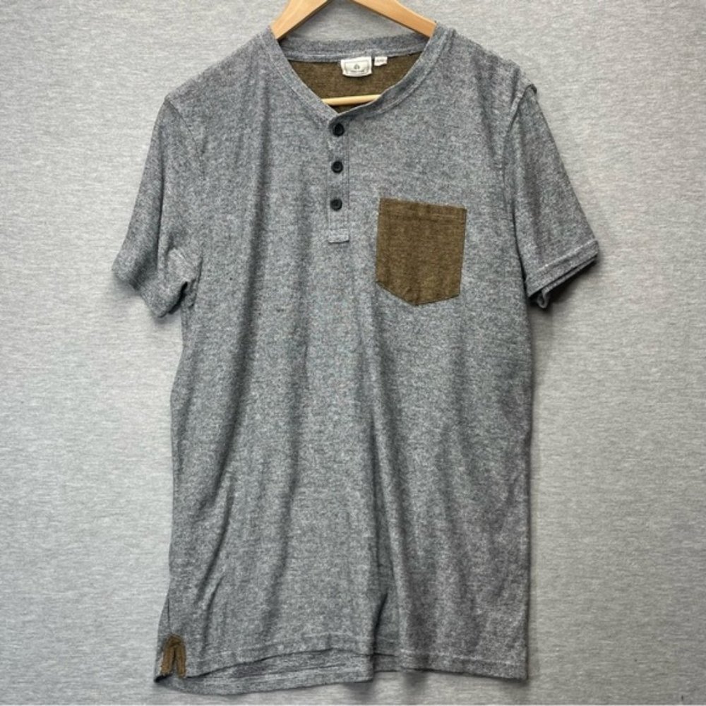 ESSENTIALS Mens Heathered Grey Brown Shirt Size Large